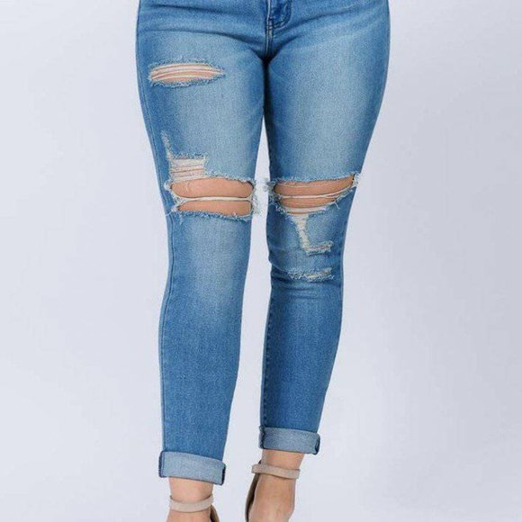 Becca High Waist Roll Up Skinny Jeans (Sizes up to - Picture 4 of 4